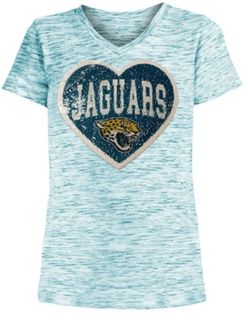 Big Girls Jacksonville Jaguars Heart Flip Sequin T-Shirt