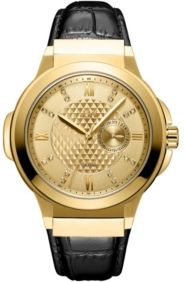 Saxon Diamond (1/6 ct. t.w.) Watch in 18k Gold-plated Stainless Steel Watch 48mm