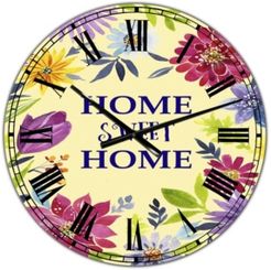 Home Sweet Home Flower Wreath Oversized Cottage Wall Clock - 36" x 28" x 1"