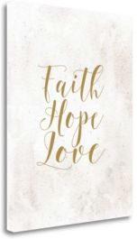 Faith Hope Love - Tan by Tara Moss Giclee Print on Gallery Wrap Canvas, 21" x 26"