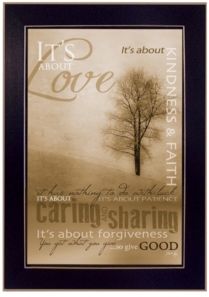 Its About Love By Marla Rae, Printed Wall Art, Ready to hang, Black Frame, 14" x 10"