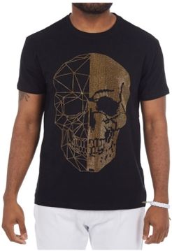 3D Graphic Printed Skull Rhinestone Studded T-Shirt