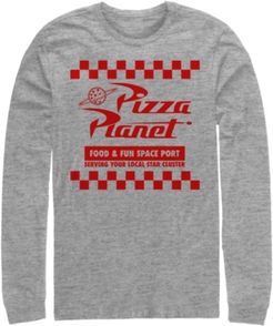 Pixar Men's Toy Story Pizza Planet Checkered Logo, Long Sleeve T-Shirt