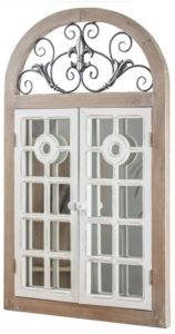 American Art Decor Rustic Cathedral Arch Window Shutter Wall Vanity Mirror