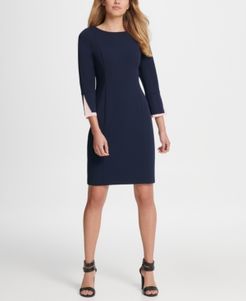 Chiffon Peek-a-boo Cuff Sheath Dress