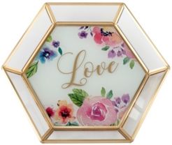Geometric Glass Tray Wedding Guestbook Alternative in a Watercolor Floral Love Design