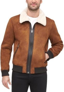 Faux Shearling Bomber Jacket with Faux Fur Collar, Created for Macy's