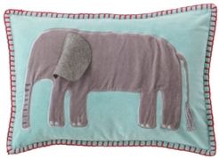 Cotton Velvet Embroidered and Appliqued Elephant Pillow