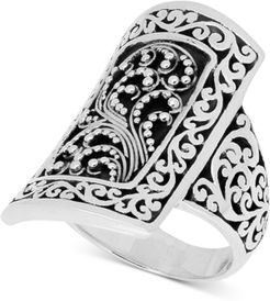 Carved Filigree Statement Ring in Sterling Silver