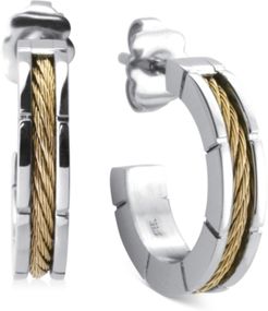 Small Hoop Cable Earrings in Stainless Steel & Gold-Tone Pvd, 1"