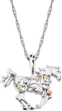 Horse Pendant 18" Necklace in Sterling Silver with 12K Rose and Green Gold