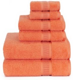Sapphire Resort Gifford Textured Zero Twist Ribbed Border 6 Piece Bath Towel Set Bedding