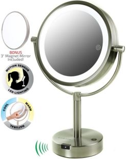 8.5" Led Lighted Tabletop Makeup Mirror with Motion Sensor, Dual-Sided