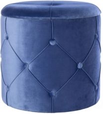 Round Wooden Velvet-Textured Ottoman Stool with Lid