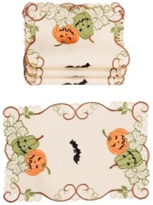 Halloween Jack-o-Lanterns Embroidered Cutwork Placemats - Set of 4
