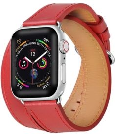 and Women's Apple Red Leather Replacement Band 40mm