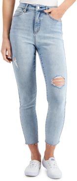 Ripped High-Rise Frayed-Hem Ankle Jeans