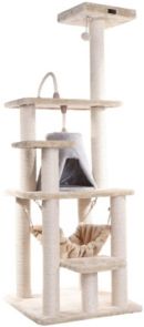 Cat Tree with Sisal Rope, Hammock, Soft-Side Playhouse