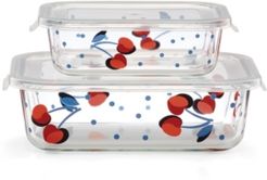 new york Vintage Cherry Dot Rectangular Food Storage, S/2