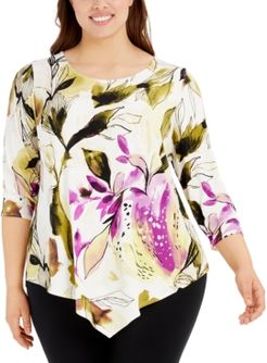 Floral-Print Point-Hem Top, Created for Macy's