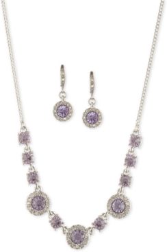 Crystal Halo Collar Necklace & Drop Earrings Set, 16" + 3" extender