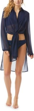 Tie-Front Convertible Shirt Swim Cover-Up Women's Swimsuit