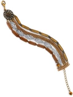 T.r.u. by 1928 Vintage-Like Chain Bracelet Accented with Semi-Precious Tiger's Eye