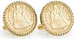 Gold-Layered Seated Liberty Silver Dime Rope Bezel Coin Cuff Links