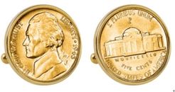 Gold-Layered Silver Jefferson Nickel Wartime Nickel Bezel Coin Cuff Links