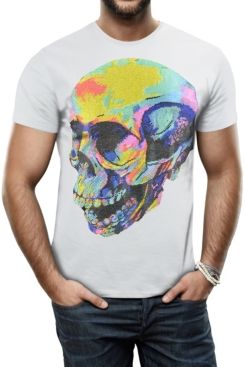 Thermal Skull Graphic Printed Rhinestone Studded T-Shirt