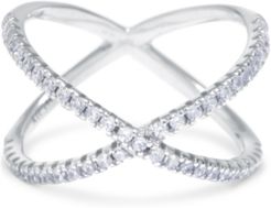 Cubic Zirconia Crisscross Statement Ring in Sterling Silver, Created for Macy's