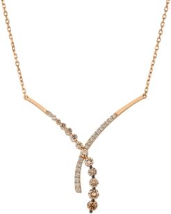 Ombre Diamond (7/8 ct. t.w.) & Vanilla Diamond(1/4 ct. t.w.) 18" Fancy Pendant Necklace in 14k Rose Gold