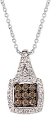 Chocolate Diamond (1/3 ct. t.w.) & Nude Diamond (1/3 ct t.w.) Square Cluster 18" Pendant Necklace in 14k White Gold