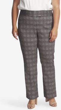 Plus Boot Leg Plaid Pants