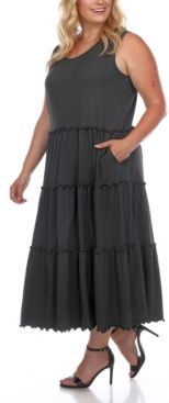 Plus Size Scoop Neck Tiered Midi Dress