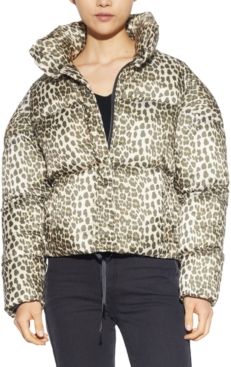 Jackie Leopard-Print Puffer Coat