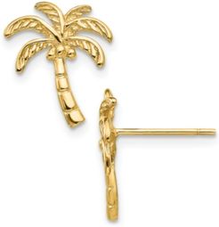 Palm Tree Stud Earrings in 14k Gold