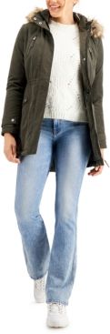 Juniors' Faux-Fur-Trim Hooded Anorak Jacket, Created for Macy's