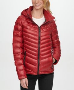 Petite Hooded Packable Down Puffer Coat, Created for Macy's