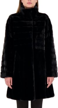 Stand-Collar Faux-Fur Coat
