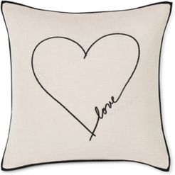 20" L x 20" W Love Heart Embroidered Square Pillow Bedding