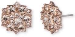 Rose Gold-Tone Imitation Pearl & Crystal Cluster Stud Earrings