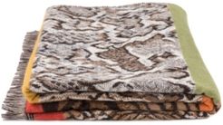 Double Jacquard Leopard Scarf with Tassels