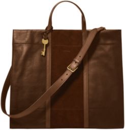 Carmen Leather Tote with Applique Stripe