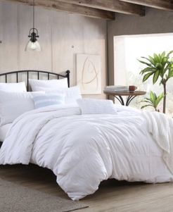 Lush Moselle Cotton Ruched Waffle Weave 2 Piece Duvet Cover Set, Twin Xl Bedding