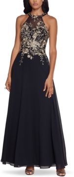 Embellished Chiffon Illusion Gown