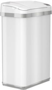 4 Gallon White Steel Touchless Trash Can with Deodorizer & Fragrance