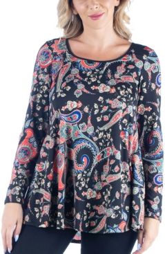 Plus Size Paisley Print Swing Tunic Top