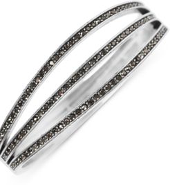 Silver-Tone Pave Triple-Row Bangle Bracelet