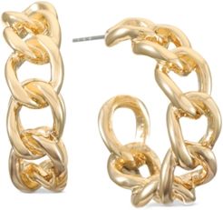 Gold-Tone Small Chain-Link C-Hoop Earrings, 1", Created for Macy's